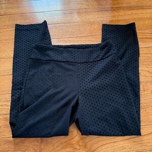 Women’s Jules Leopold Black Velvet Textured Polka Dot Leggings